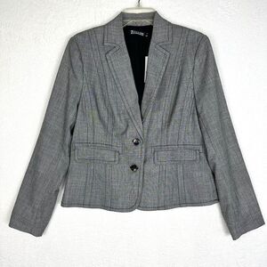7th Avenue New York & Co Topstitched Two Button Blazer Jacket Womens Sz 10 Gray